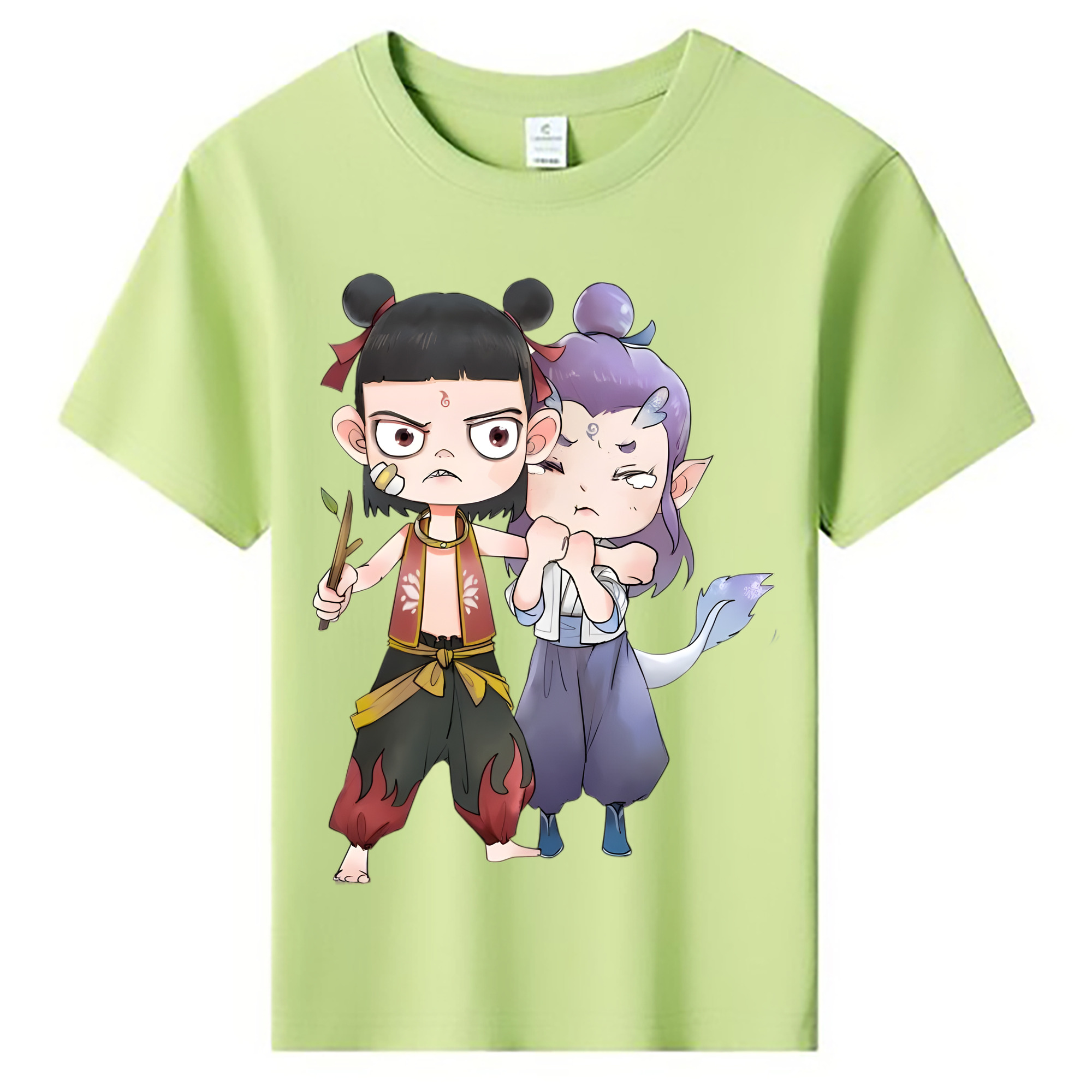 （画像用） Ne Zha 2 ナタ 魔童の大暴れ 綿100％キッズTシャツ（フロントプリント）